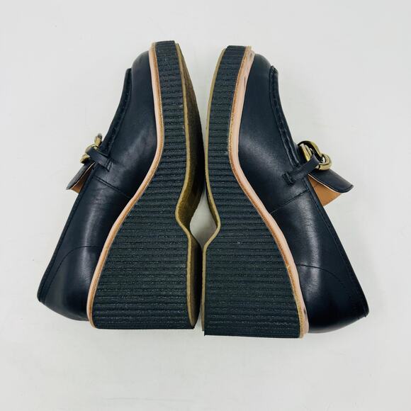 Dolce Vita Black Leather Chain Wedge Loafers Platform Heels Women’s Size 9 - Picture 8 of 14